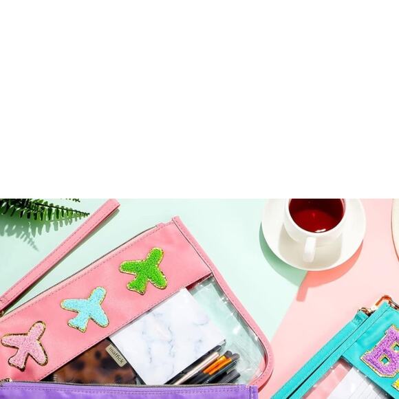 Clear Pouch With Patches Snacks Bag‎ Chenille Letter Bag Cosmetic Transparent - Picture 5 of 5